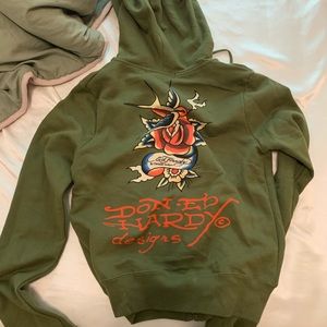 green ed hardy zip up hoodie